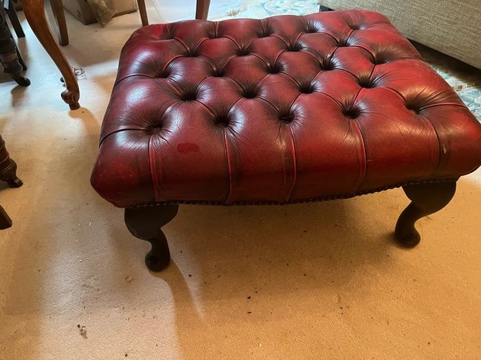 Red ox blood chesterfield footstool