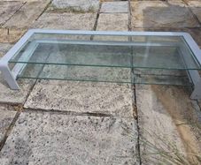 Heavy glass low tv stand as