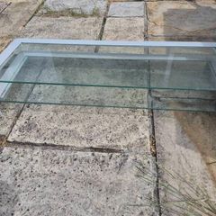Heavy glass low tv stand as