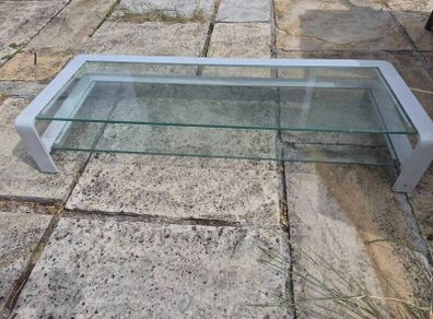 Heavy glass low tv stand as
