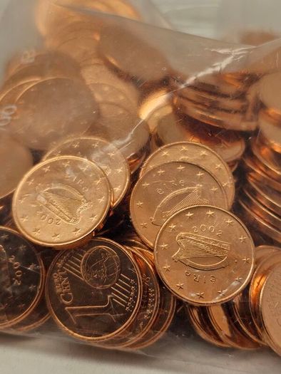 Ireland 2002 1 Cent Coin Mint Bag 100 Coins Sealed