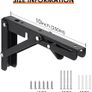Folding Shelf Brackets 25cm, 2 pcs Heavy Duty Folding Shelf, Foldable Desk Brackets, Metal Black Triangle Wall Shelf Space Saving, Max Load 50kg, for DIY Book Shelf Image 2