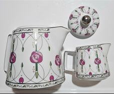 Vintage Charles Rennie Mackintosh Tea For Two Set Porcelain Art Deco Tea pot and jug