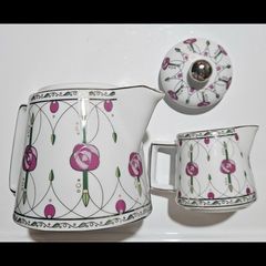 Vintage Charles Rennie Mackintosh Tea For Two Set Porcelain Art Deco Tea pot and jug