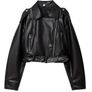 Brand New Cropped Black Faux Leather Biker Jacket Size S Image 4