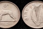 [#1249] - Ireland 1966 | 6 Pence | Wolfhound | KM.13a | UNC