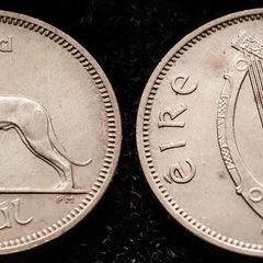 [#1249] - Ireland 1966 | 6 Pence | Wolfhound | KM.13a | UNC