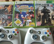 Xbox 360 60g With 2 Controls 4 Game's Gears Of War 1,2 And 3 Plus Sega Superstars All Cables With It