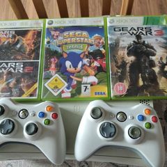 Xbox 360 60g With 2 Controls 4 Game's Gears Of War 1,2 And 3 Plus Sega Superstars All Cables With It