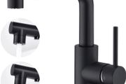 Kitchen Tap with 3 Function Sprayer Pull Out Kitchen Mixer Tap, 360 Degree Swivel Kitchen Sink Tap, Single Handle Sink Tap for Bathroom or Kitchen, Matte Black (FREE POSTAGE)