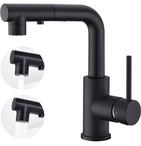 Kitchen Tap with 3 Function Sprayer Pull Out Kitchen Mixer Tap, 360 Degree Swivel Kitchen Sink Tap, Single Handle Sink Tap for Bathroom or Kitchen, Matte Black (FREE POSTAGE)