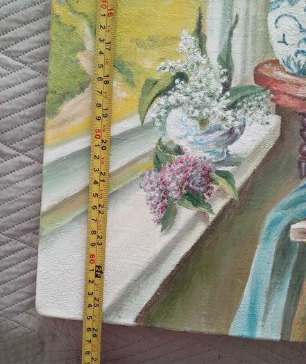 Oil on canvas still life and landscape 25.7" x 17.8"