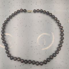 Honora chocolate pearl and 14 carat gold clasp necklace