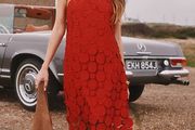 river island red crochet dress