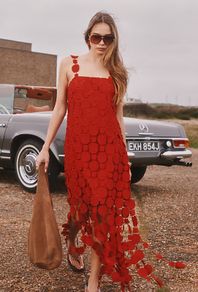river island red crochet dress
