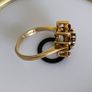 Vintage 1980s Garnet Cluster Flower Gold Ring Image 6