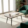 Curved Coffee Table Low Table for Modern Living Room with 4 cm Thick Top Steel Legs 100x50x45 cm Oak Image 4