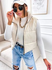 Cropped Gilet in Stone