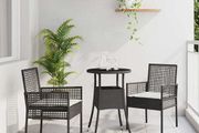 Garden Dining Set 3 pcs Black Poly rattan