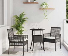 Garden Dining Set 3 pcs Black Poly rattan