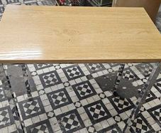 Modern light oak effect desk with chrome legs