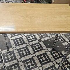 Modern light oak effect desk with chrome legs