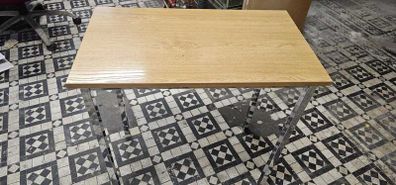 Modern light oak effect desk with chrome legs