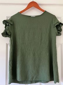 Size 12 Khaki Green Top , Made In Italy