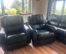 Black leather Recliner couch and chairs