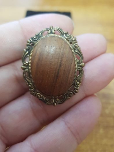 Vintage wooden core brooch