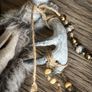 Dreadwraps / Hairwraps Fantasy White Grey Hairwrap Dreadwrap with a Pyrography Bead Antler and Trinkets Cosplay Image 4