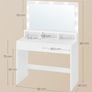 LED Dressing Table with LED Lighting, Vanity Table with Mirror, Adjustable Brightness, 2 Drawers and 3 Open Compartments Image 2