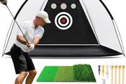 10x7ft Golf Practice Net for Backyard Driving with Triple Turf Mat 10 Practice Balls