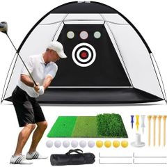 10x7ft Golf Practice Net for Backyard Driving with Triple Turf Mat 10 Practice Balls