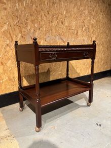 vintage two-tier mahogany serving trolley or tea cart