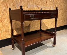 vintage two-tier mahogany serving trolley or tea cart