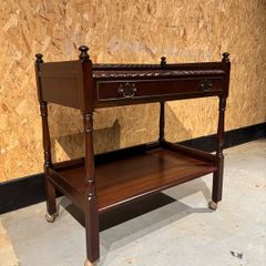 vintage two-tier mahogany serving trolley or tea cart