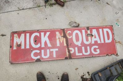 enamel sign Mick McQuaid