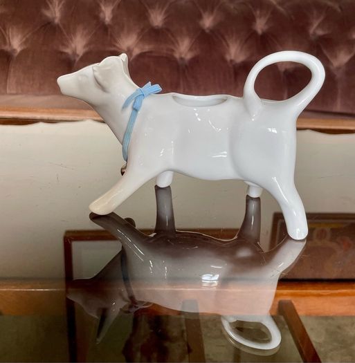Whiteware Cow Milk Jug or Cream Pourer Newbridge Silverware