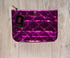 Juicy Couture Shiny Pink Clutch Bag with Diamond Stitching