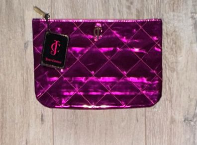 Juicy Couture Shiny Pink Clutch Bag with Diamond Stitching