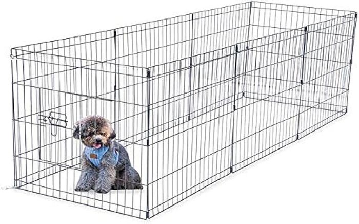 UNDERDOG 8 Panel Playpen Suitable for Dogs/Puppies/Cats & Rabbits foldable ideal for Indoor/Outdoor use puppy play pen (61cm, Black)