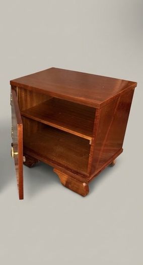 Mid-Century Italian Walnut Nightstands with Brass Hardware