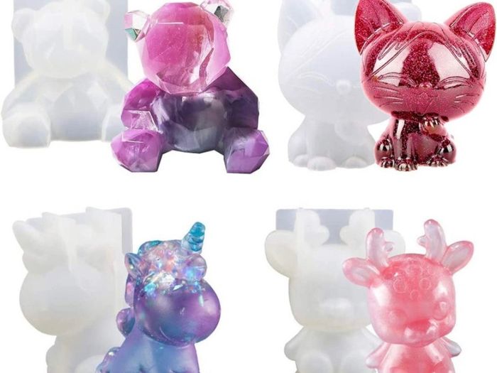 4 Pcs 3D Animals Epoxy Resin Mould Silicone Crystal Epoxy Casting Mold DIY Crafts Tool for Handmade Candle, Resin Crafts (FREE POSTAGE)