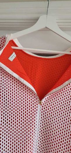 SANDRO Paris White Mesh and Coral layered top Sz 3 (Fit 10-12UK) - Rrp 175 (New)