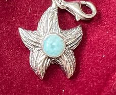Vintage Sterling silver larimar star pendant