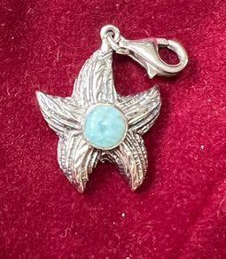 Vintage Sterling silver larimar star pendant