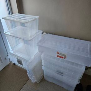 9 Plastic storage boxes