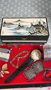 Vintage 1950s Japanese Lacquered Music Jewelry Box & Contents - Job Lot