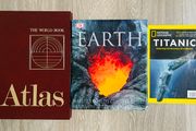 3 Gorgeous Reference Books - World Book Atlas, Earth &amp; Titanic